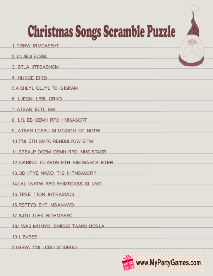 Christmas Song Riddles Worksheets