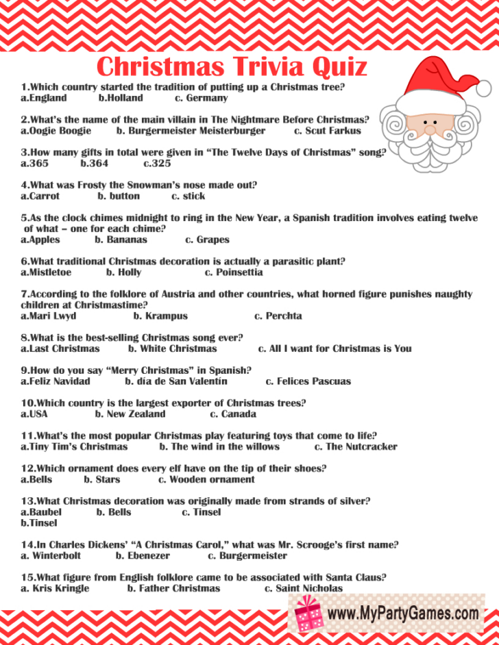 Christmas Trivia Worksheets Christmas Trivia Worksheets