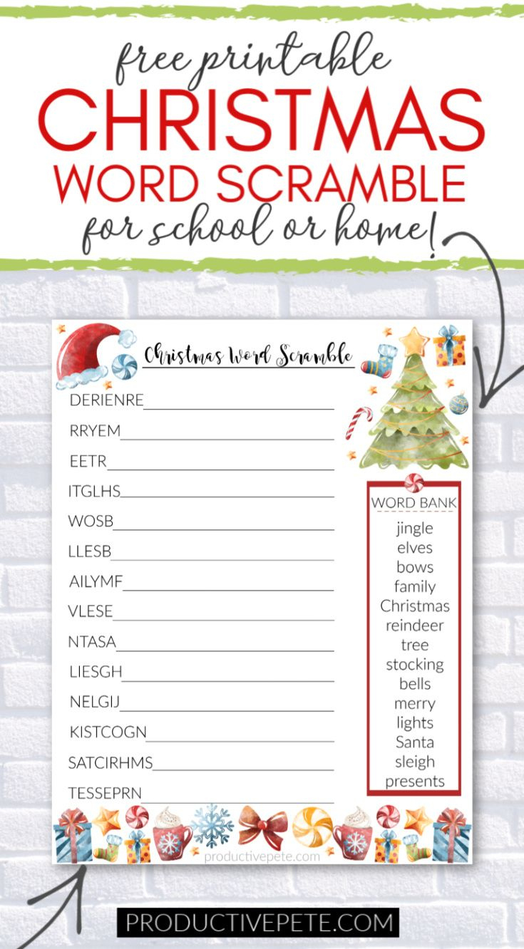Free Printable Christmas Word Scramble Worksheet For Kids regarding Christmas Word Unscramble Worksheets