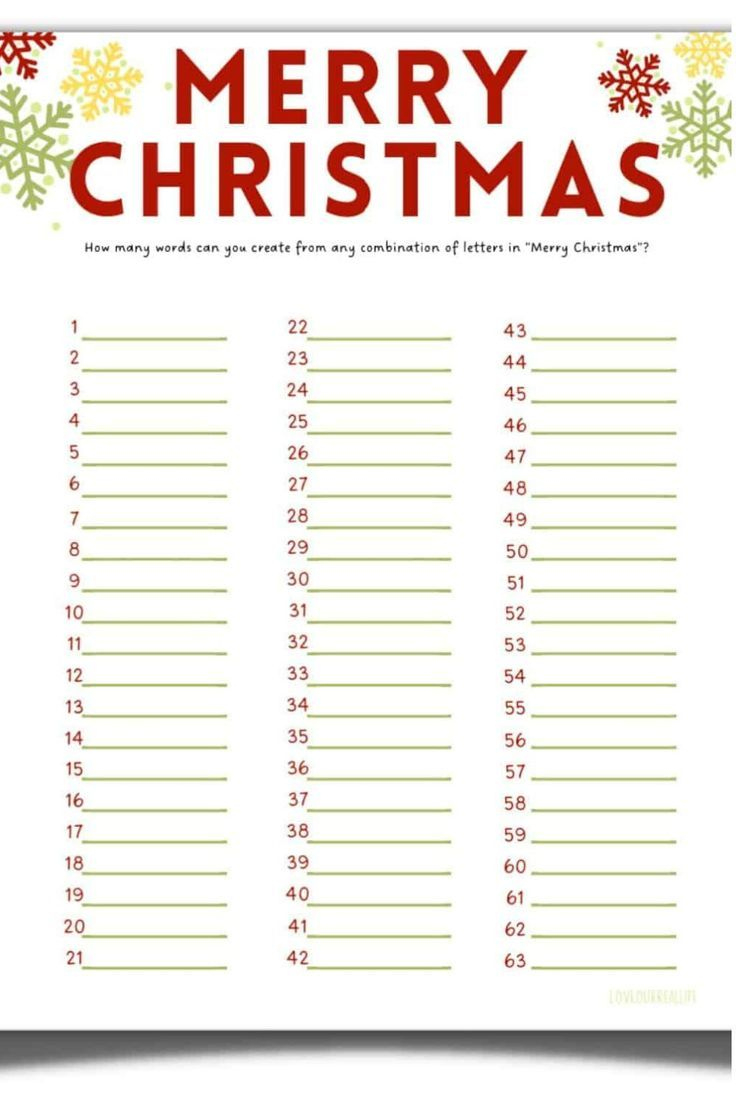 Free Printable: How Many Words Can You Make From Merry Christmas throughout How Many Words Can You Make Out of Christmas Worksheets