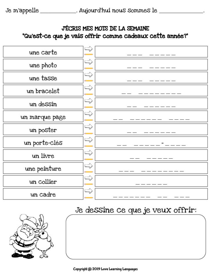 Christmas French Vocabulary Worksheets Christmas French Vocabulary Worksheets