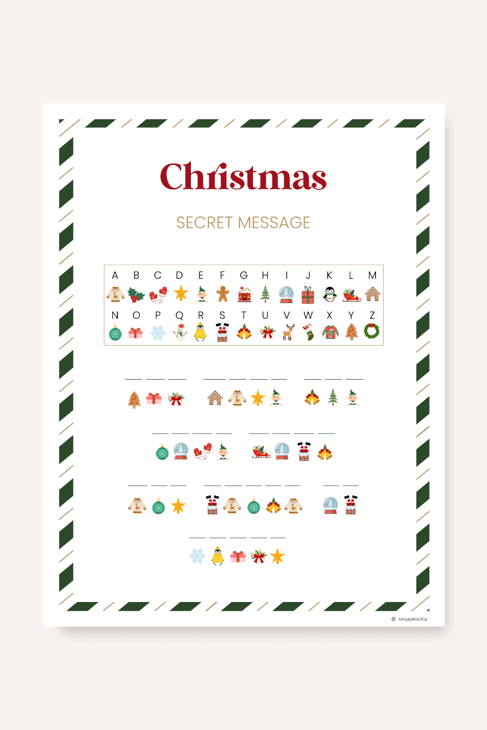 Fun Christmas Secret Message Printable For Kids - Simply Bits Of Us intended for Christmas Secret Message Worksheets