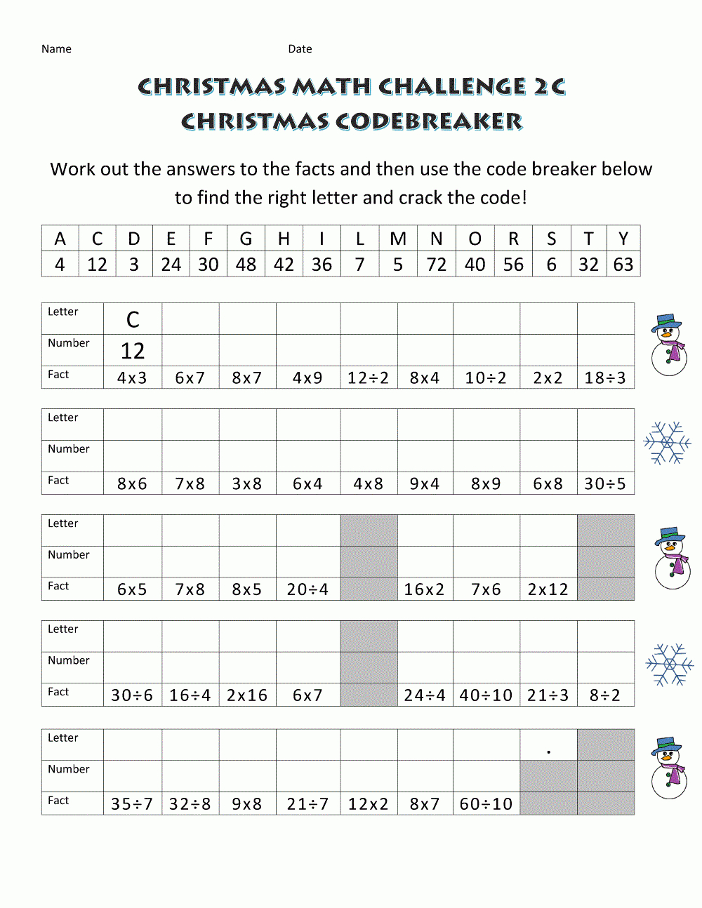 Fun Math Worksheets For Middle School Free in Middle School Christmas Worksheets