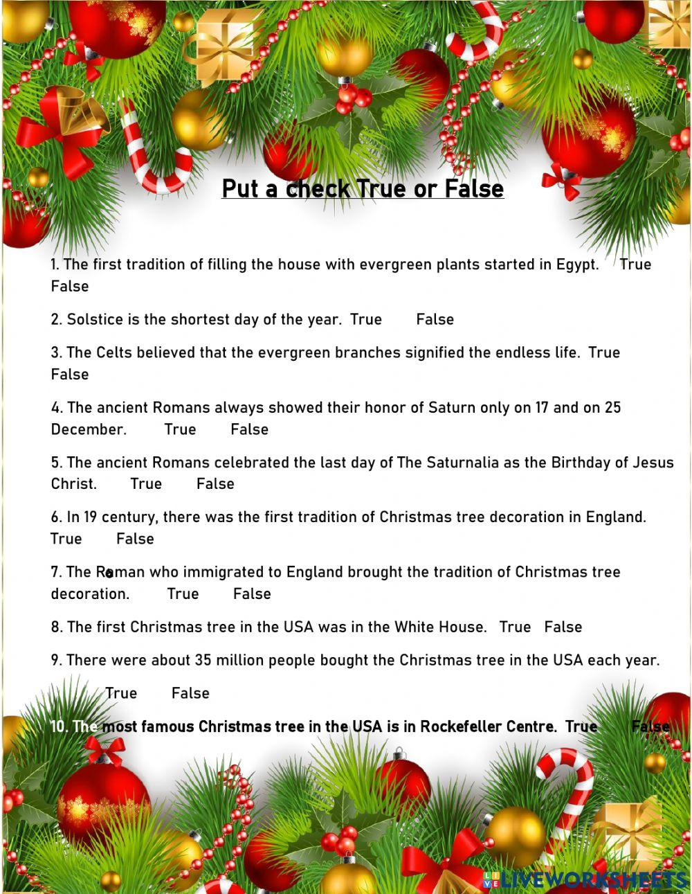 History Of Christmas Tree Worksheet Online Exercise For | Live intended for History of Christmas Worksheets