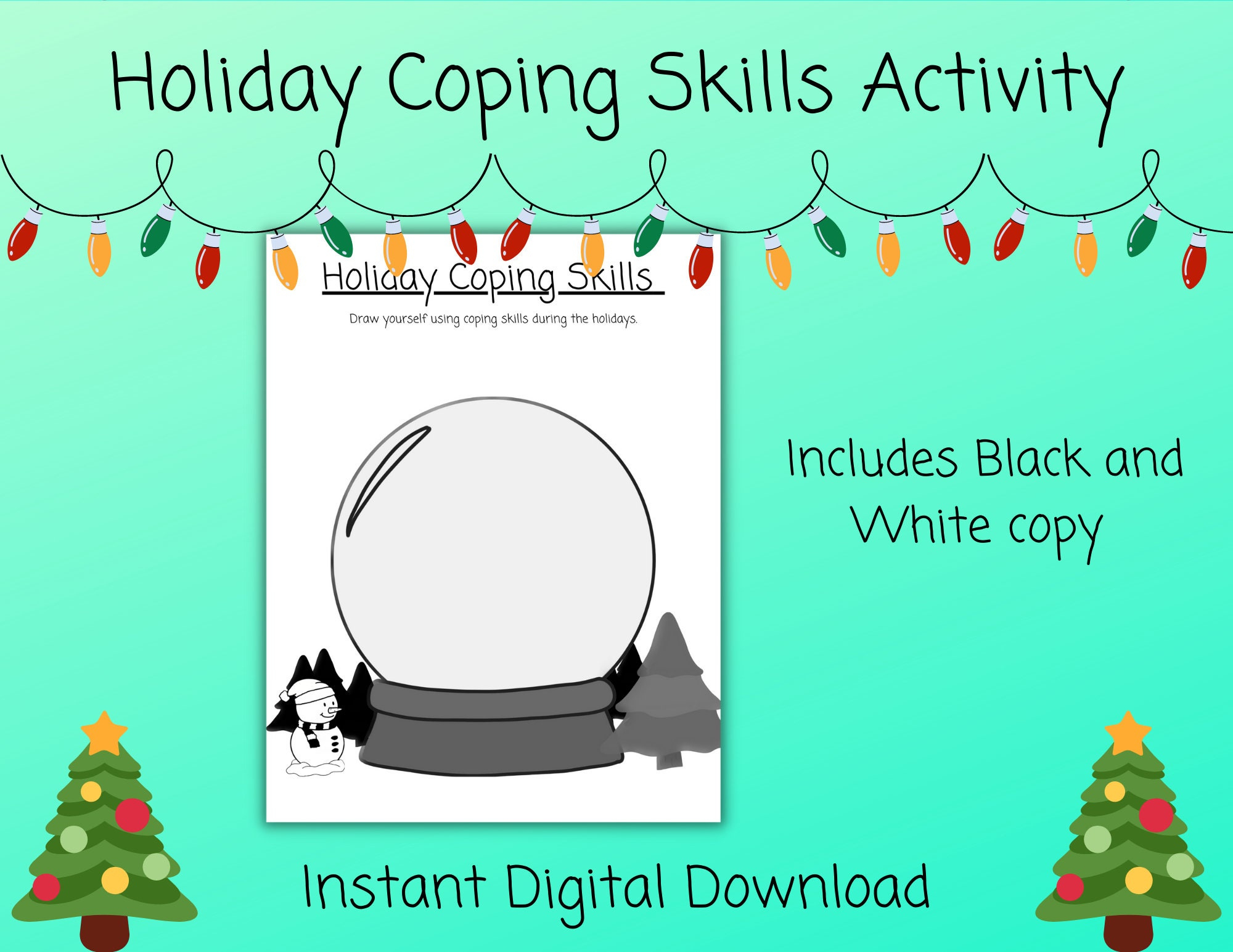 Holiday Coping Skills | Coping Skills Worksheet | Coloring Pages for Coping Skills Christmas Counseling Worksheets Free