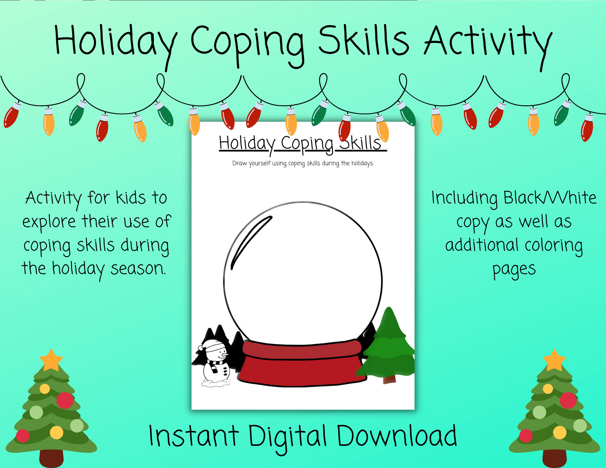 Holiday Coping Skills | Coping Skills Worksheet | Coloring Pages regarding Coping Skills Christmas Counseling Worksheets