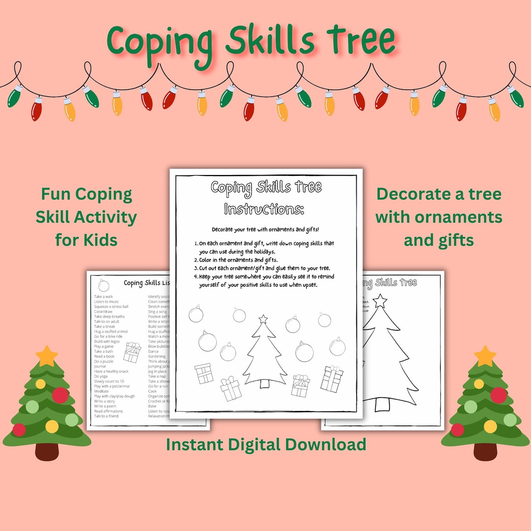 Holiday Print | Coping Skills Worksheet | Coping Skills Tree intended for Coping Skills Christmas Counseling Worksheets Free
