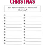 How Many Words Can You Make From Christmas   Worksheet With How Many Words Can You Make Out Of Christmas Worksheets