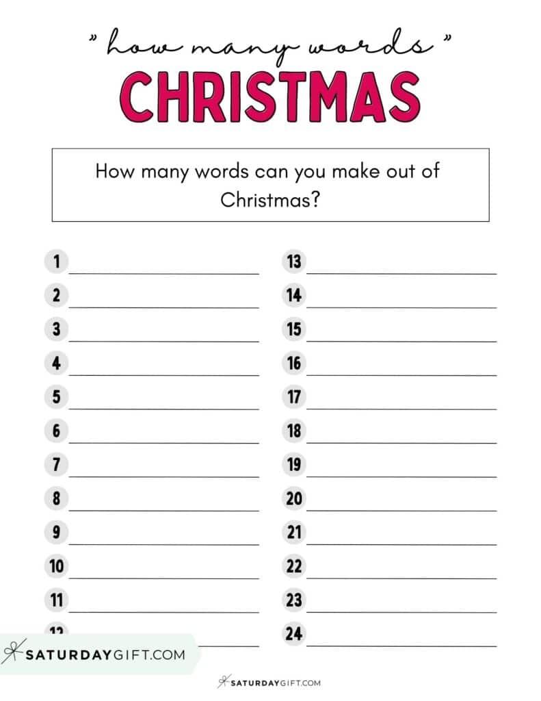 How Many Words Can You Make From Christmas - Worksheet with How Many Words Can You Make Out of Christmas Worksheets