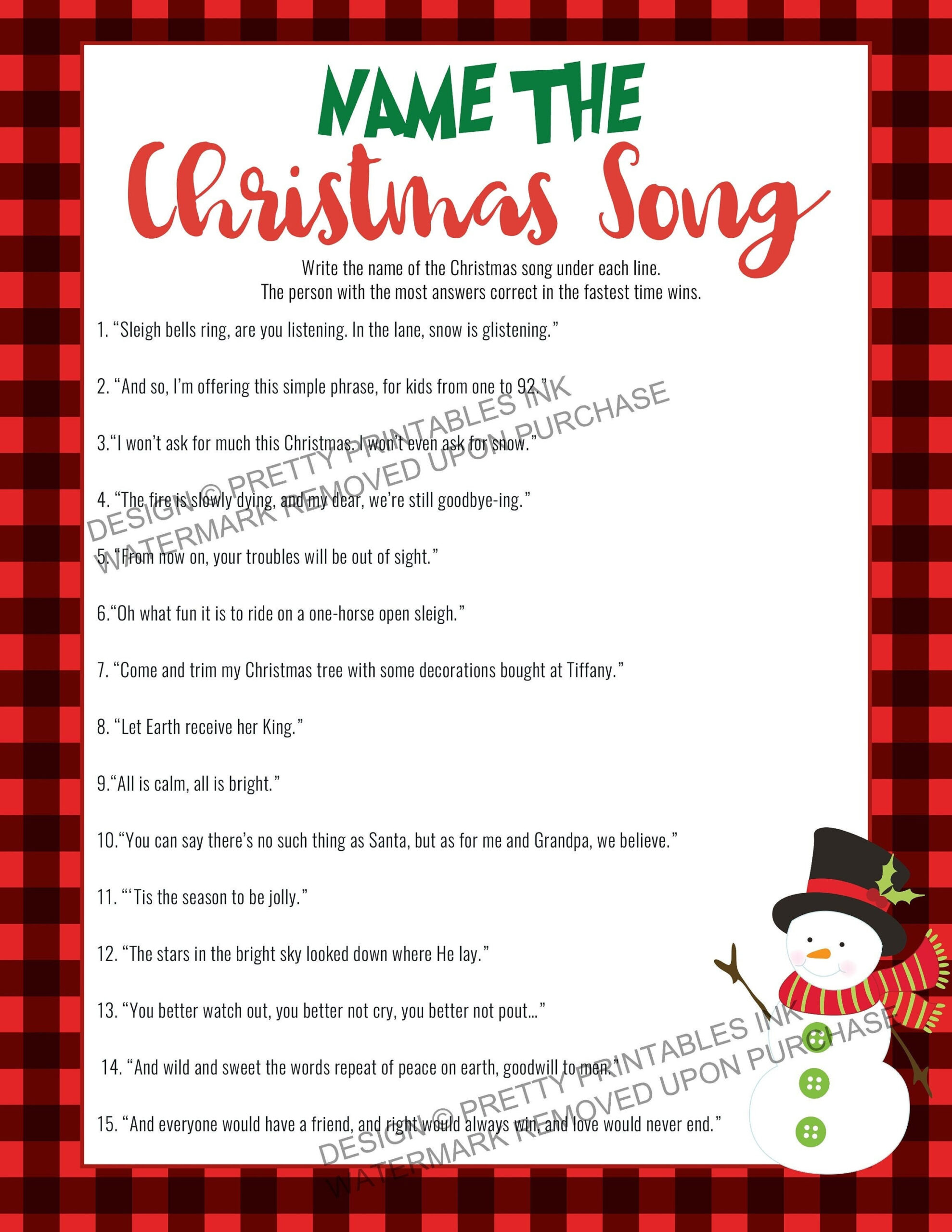 Instant Download Christmas Game, Name The Christmas Song Game with regard to Can You Name the Christmas Song Worksheets