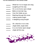 Jingle Bells For Kids Worksheet: Re Order The Song Lyrics Activity Within Christmas Song Lyrics Worksheets