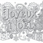 Joyeux Noël Christmas Coloring Page   Intricate Adult Design Intended For French Christmas Colouring Worksheets