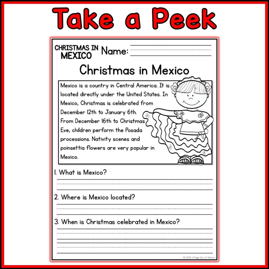 K-2 Reading Practice Christmas Passages, Christmas In Mexico with Christmas In Mexico Worksheets