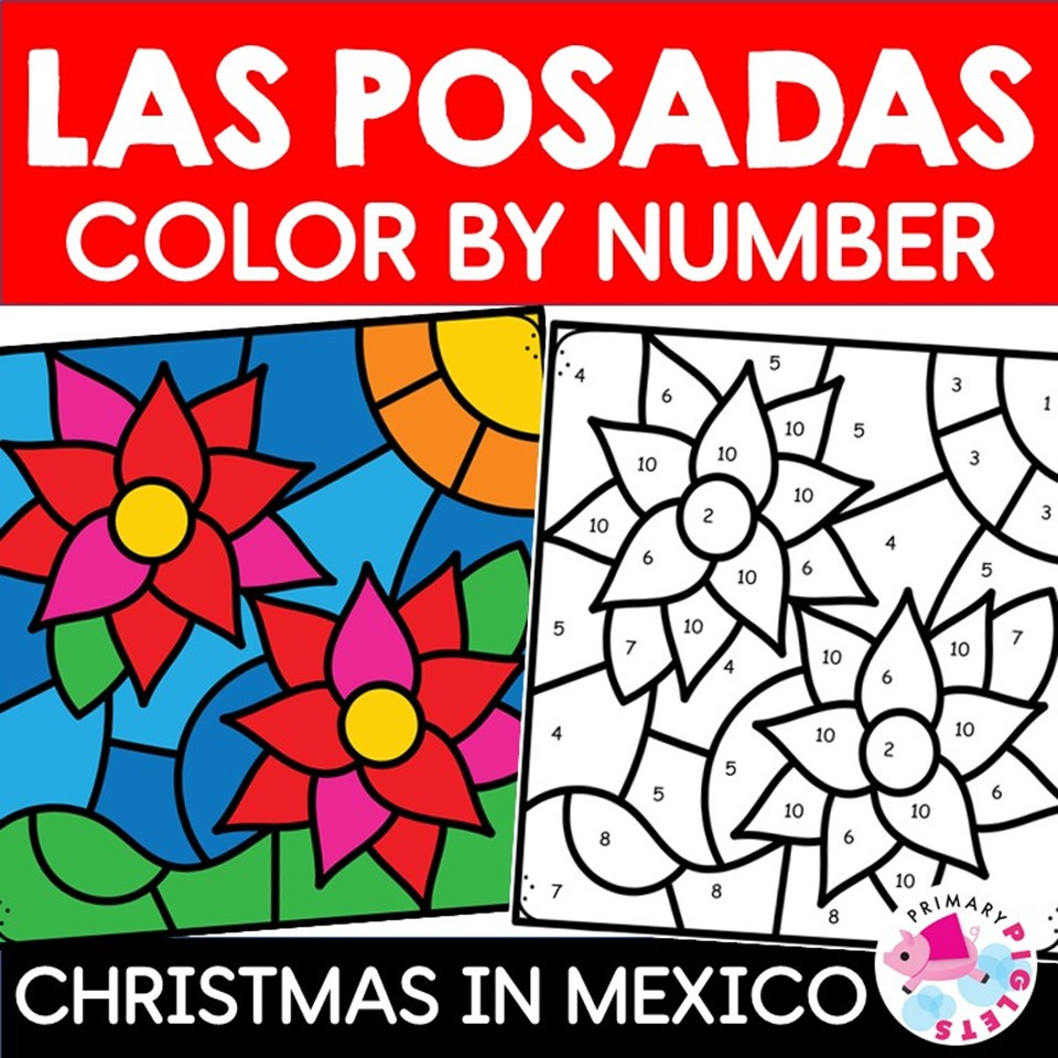 Las Posadas Colornumber Code Christmas In Mexico | Made within Las Posadas Christmas in Mexico Worksheets Answers