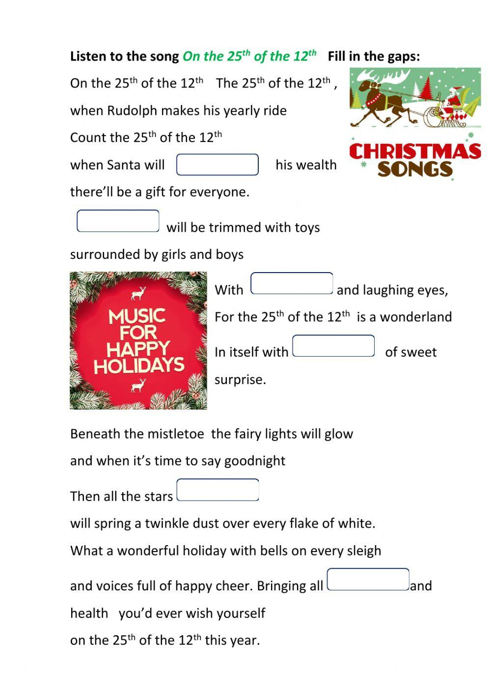 Listening To A Christmas Song Worksheet - Worksheets Library intended for Christmas Song Worksheets With Pictures