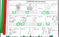 Long Division With Remainders Colornumber Christmas Math throughout Christmas Math Worksheets Division