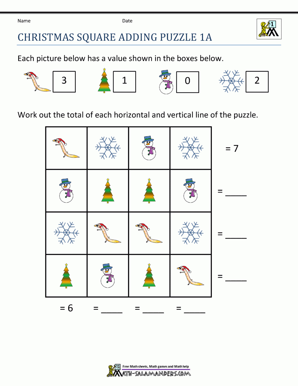 Math Christmas Worksheets First Grade regarding Free Math Worksheets Christmas