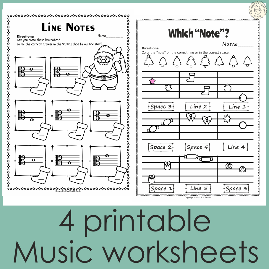Music Worksheets For Christmas {Weekly Freebies} for Christmas Music Worksheets Free