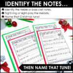 Name That Tune Christmas Music Worksheets In Treble And Bass Clef Intended For Christmas Music Name That Song Worksheets
