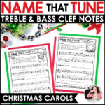 Name That Tune Christmas Music Worksheets In Treble And Bass Clef With Regard To Christmas Music Name That Song Worksheets