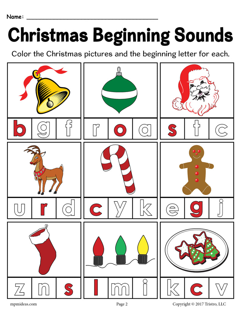 Printable Christmas Beginning Sounds Worksheet! - Worksheets Library intended for Kindergarten Christmas Phonics Worksheets