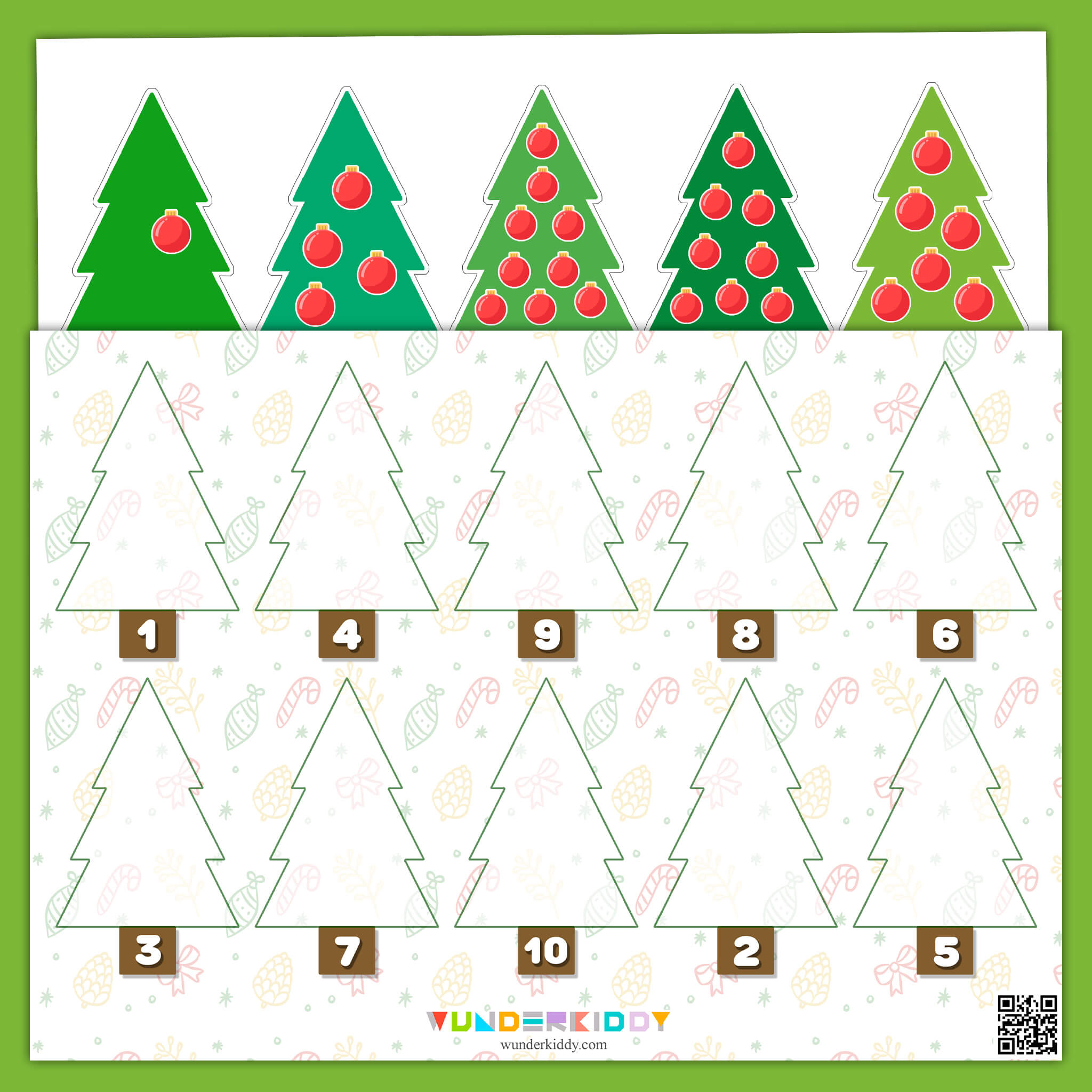 Printable Christmas Tree Counting Up To 10 Worksheet For Kids in Christmas Tree Counting Worksheets