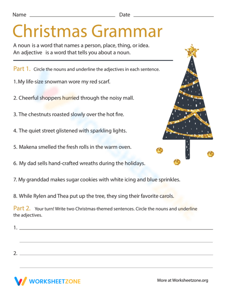 Christmas Themed Grammar Worksheets Christmas Themed Grammar Worksheets