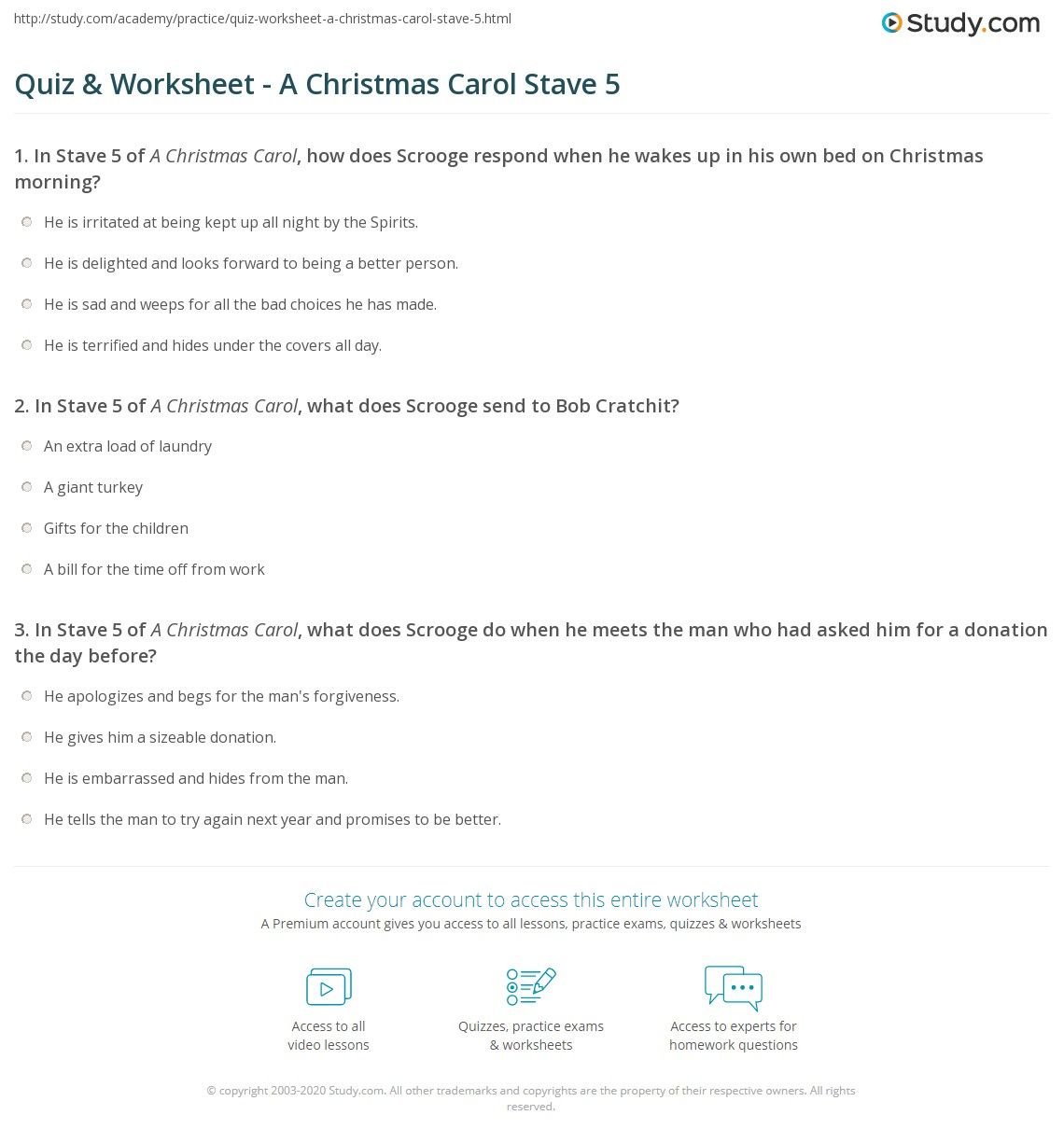 Quiz &amp;amp; Worksheet - A Christmas Carol Stave 5 | Study pertaining to A Christmas Carol Worksheets Answer Key