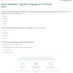 Quiz & Worksheet   Figurative Language In A Christmas Carol Pertaining To A Christmas Carol Figurative Language Worksheets Answer Key
