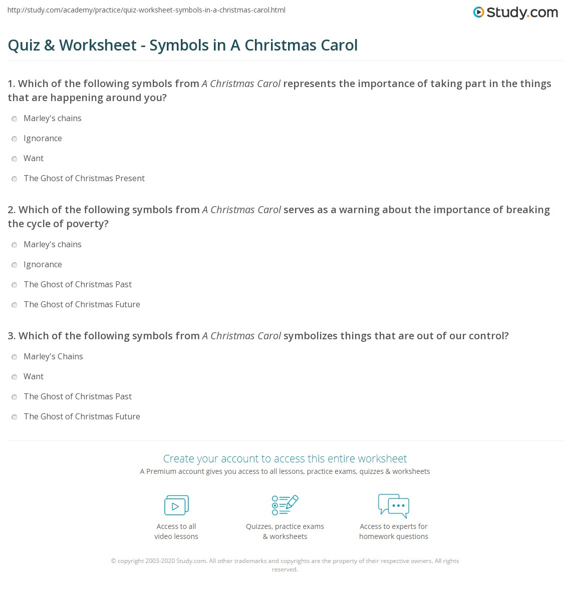 Quiz &amp;amp; Worksheet - Symbols In A Christmas Carol | Study throughout A Christmas Carol Symbols Worksheets Answers
