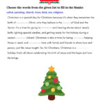 Reading Comprehension Christmas Fill In The Blanks   Intended For Christmas Story Reading Comprehension Worksheets