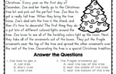 Reading Comprehension Passages And Questions For December in Christmas Story Reading Comprehension Worksheets