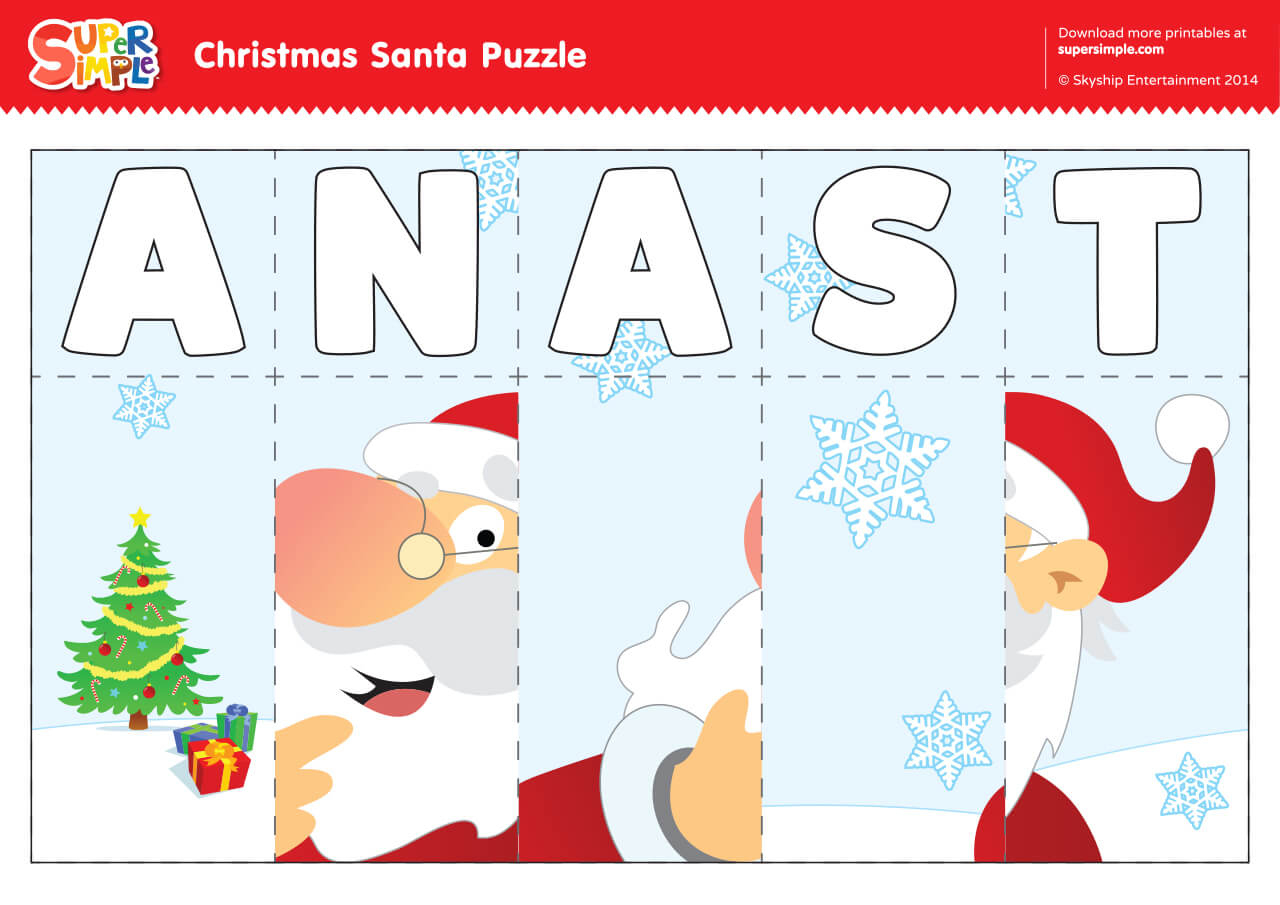 S-A-N-T-A Puzzle - Super Simple within Christmas Music Puzzles Worksheets