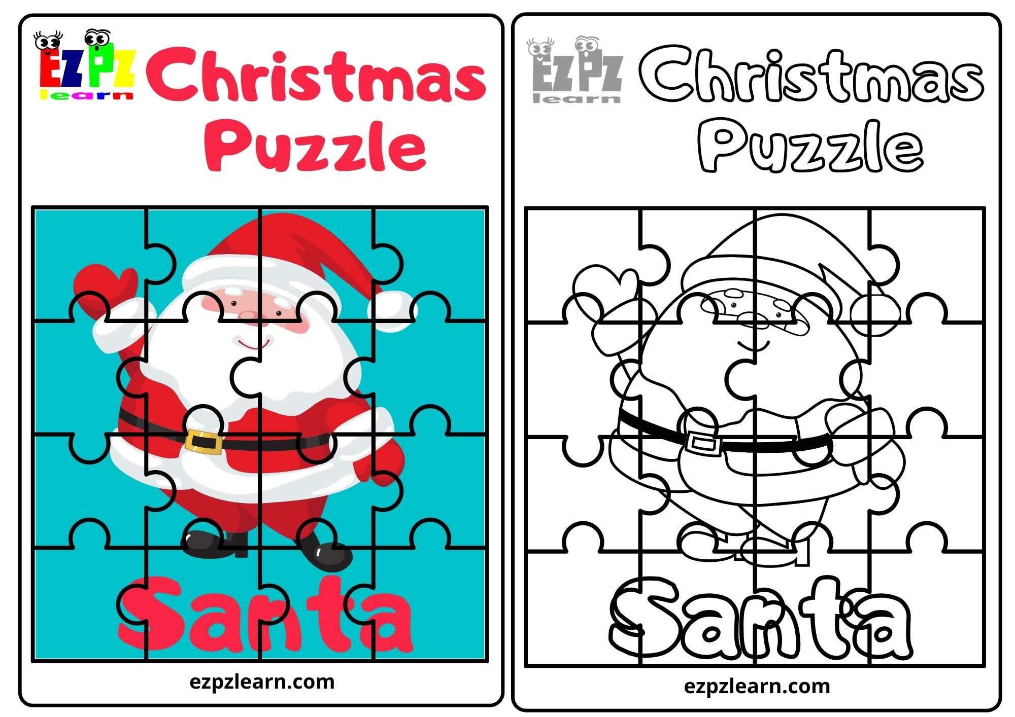 Santa Christmas Puzzle Hard - Ezpzlearn for Christmas Puzzle Worksheets Printable