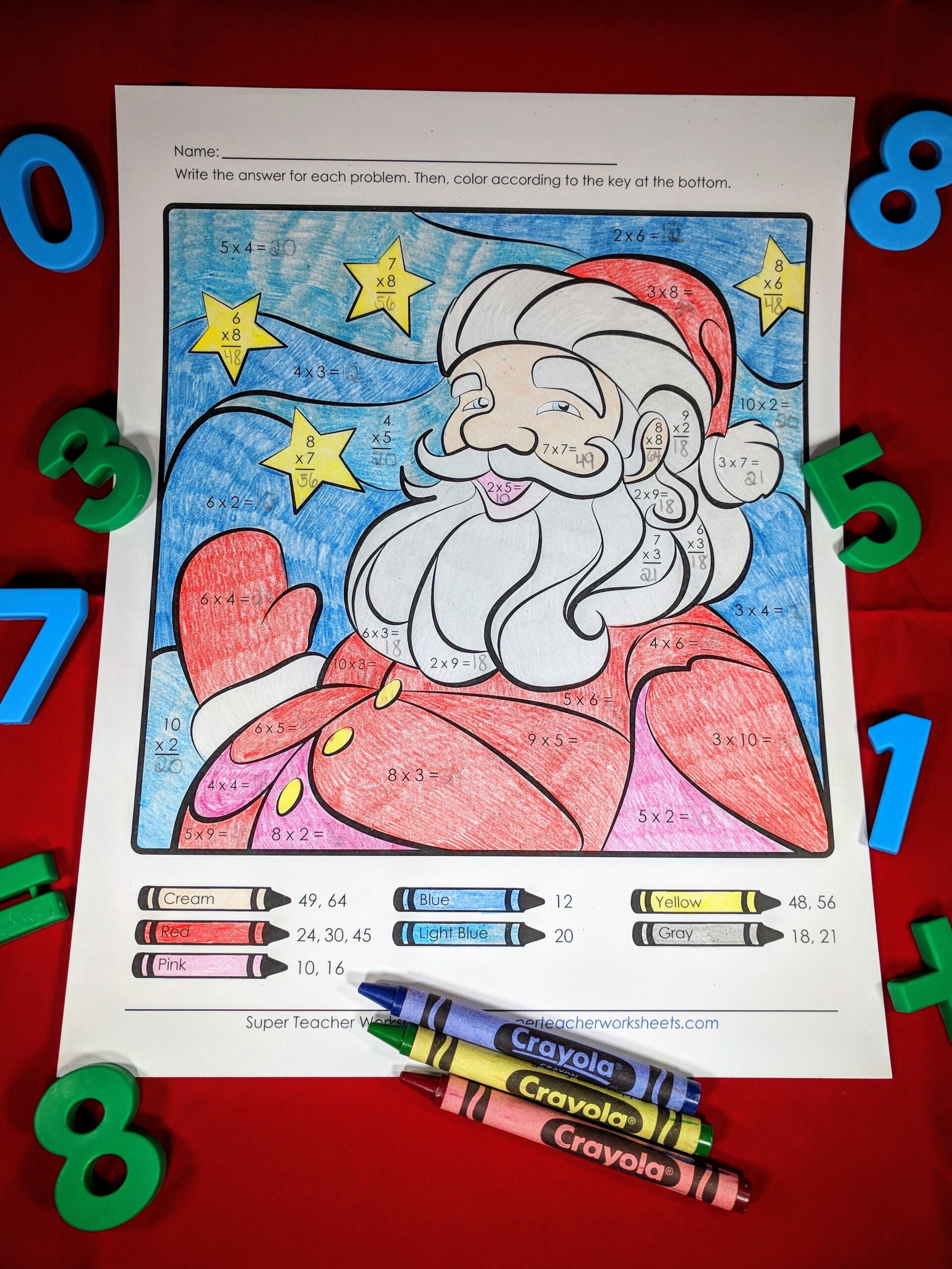 Santa Multiplication Activity in Father Christmas Super Teacher Worksheets