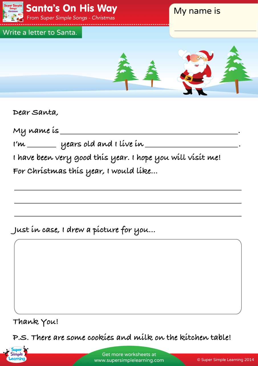 Santa&amp;#039;S On His Way Worksheet - A Letter To Santa - Super Simple regarding Father Christmas Super Teacher Worksheets