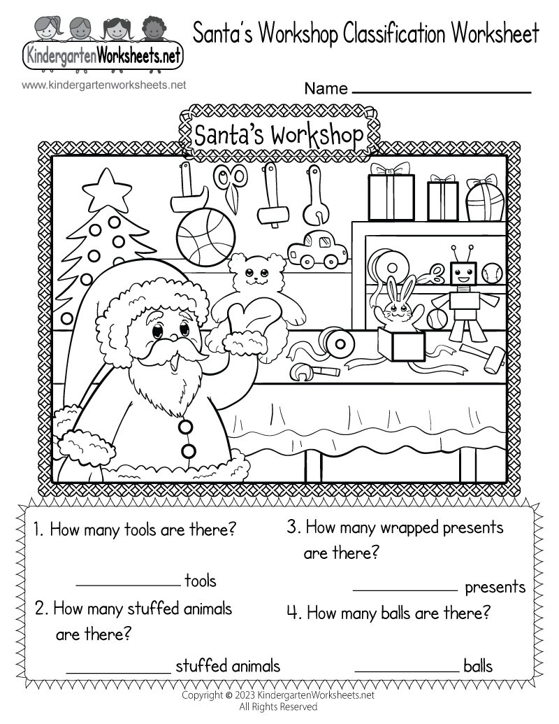 Santa&amp;#039;S Workshop Classification Worksheet - Free Printable within Christmas Reading Worksheets For Kindergarten