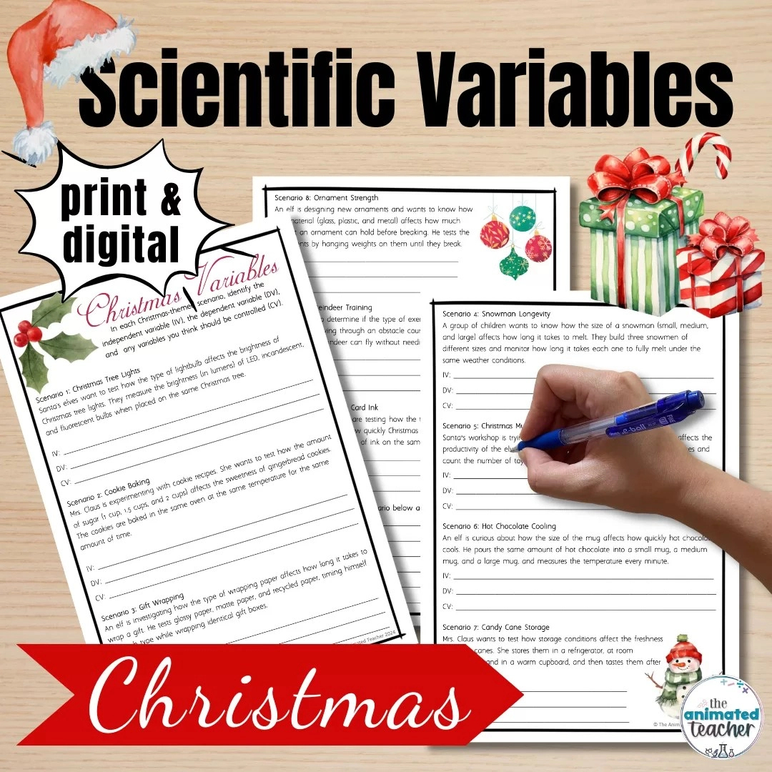 Science Christmas Worksheets Variables Printable And Digital intended for Christmas Chemistry Worksheets Answers