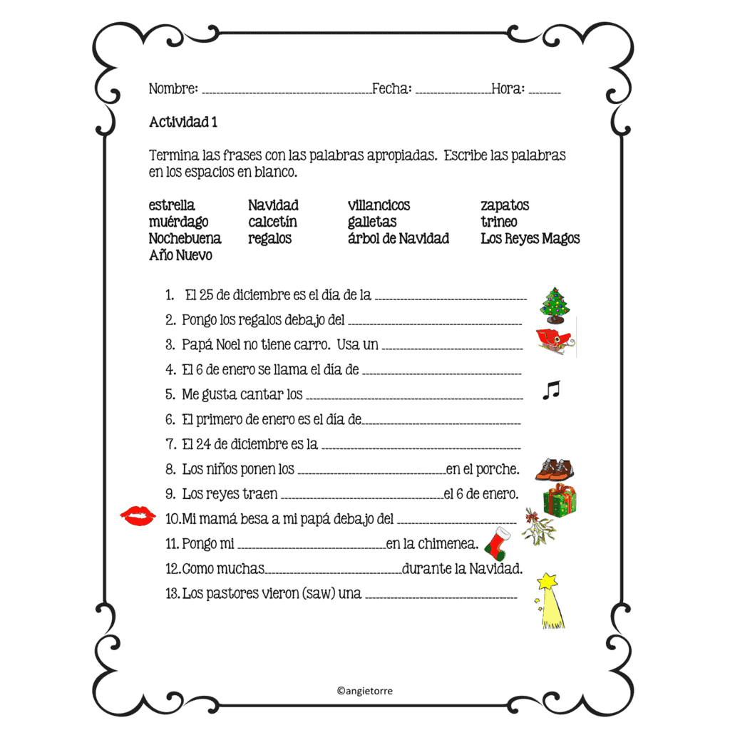 Spanish Christmas La Navidad Interactive Notebook Activities inside Feliz Navidad Christmas In Spanish Speaking Countries Worksheets Answers