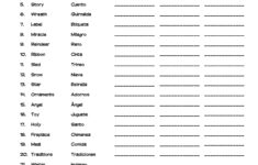 Spanish Christmas Words Vocabulary Word List Column Worksheet for Spanish Christmas Vocabulary Worksheets