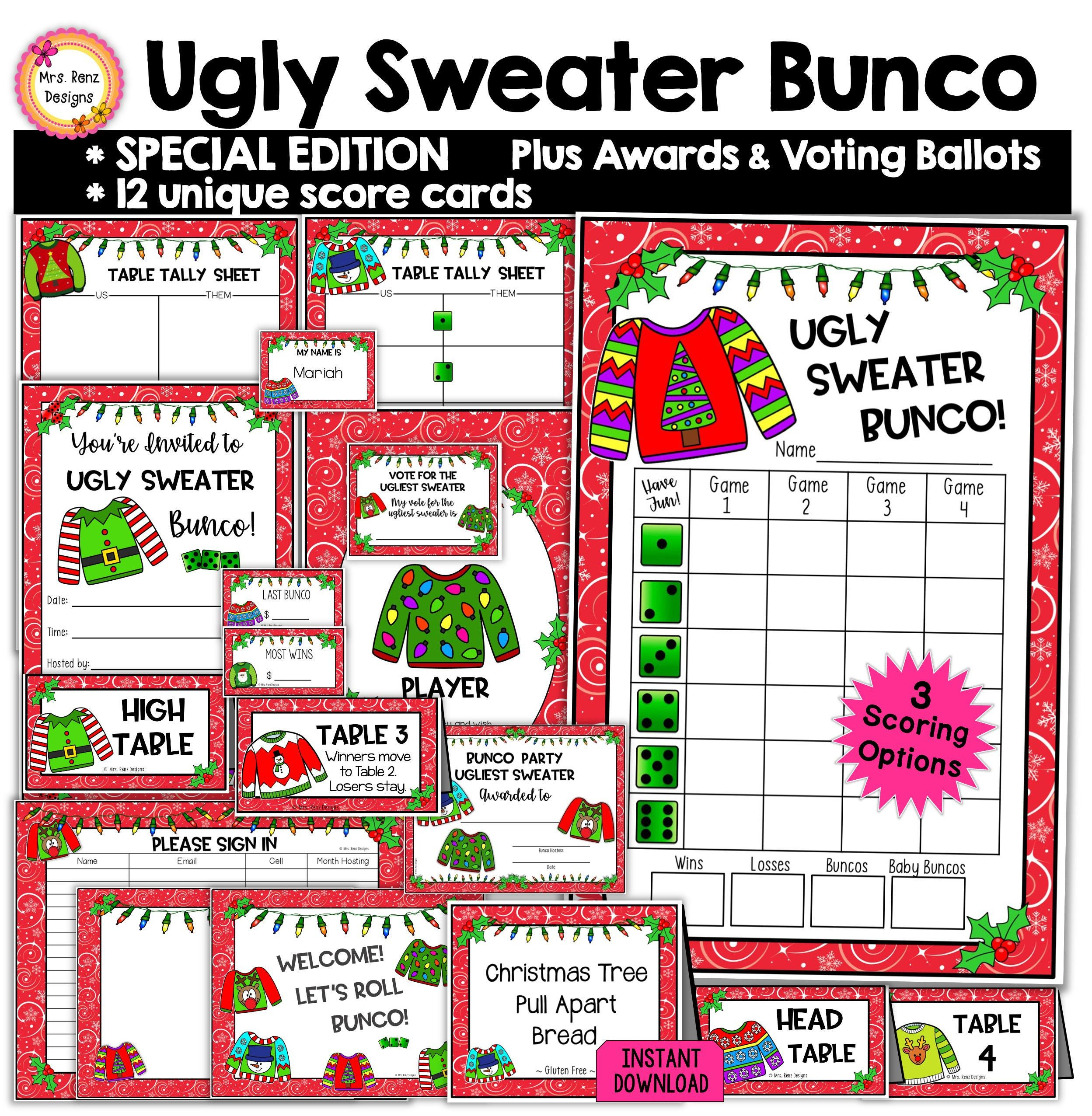 Sweater Scorecard - Etsy within Ugly Christmas Sweater Worksheets Answers