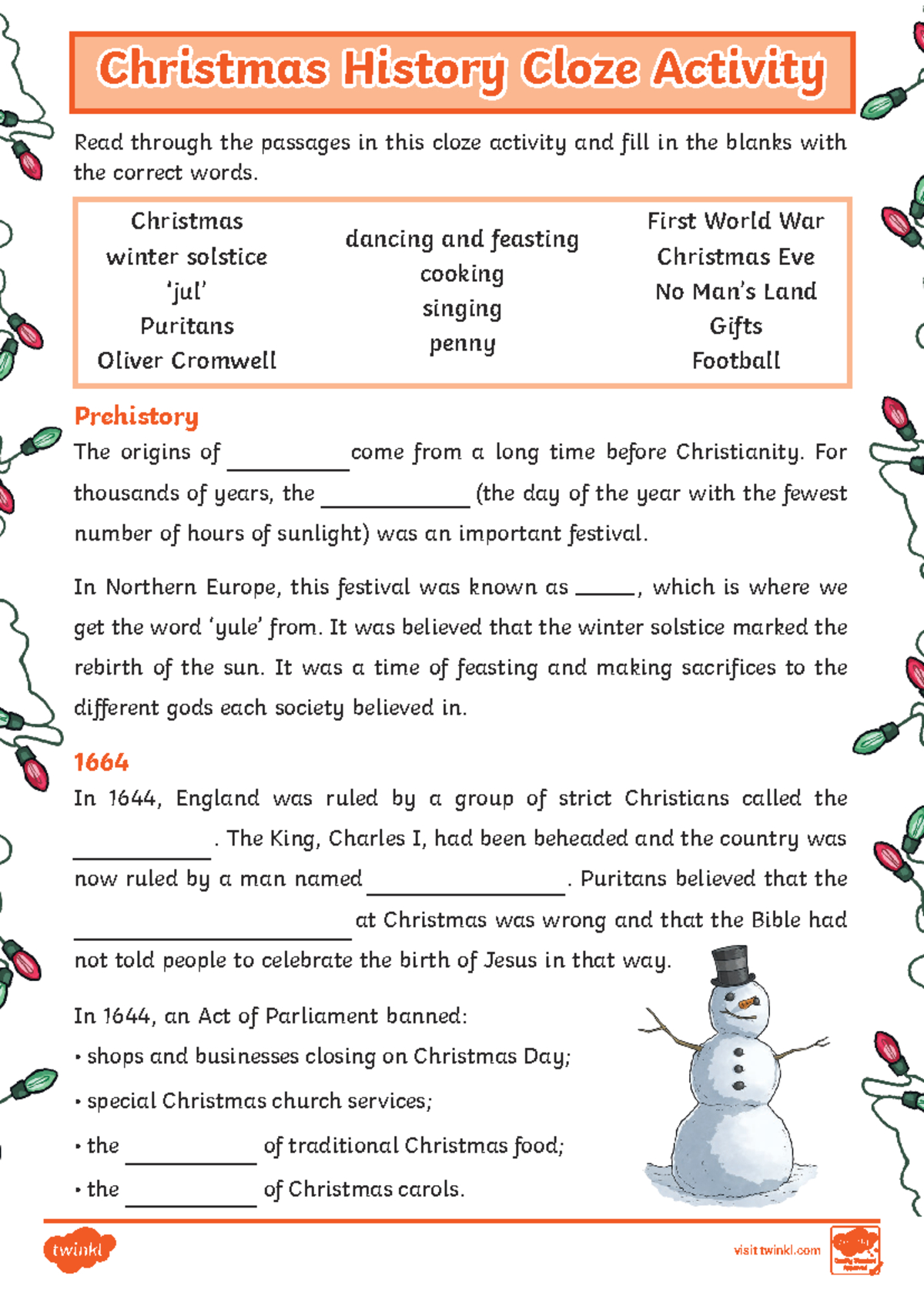 T-Tp-1637156348-Christmas-History-Cloze-Activity-Worksheet - Studocu regarding Christmas Cloze Worksheets Answers