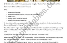 The Christmas Truce - Reading Comprehension - Esl Worksheet inside The Christmas Truce Worksheets