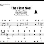 The First Noel Christmas Notes Sheet Music For Flute Violin Oboe Voice Easy  Carol Song Throughout First Letter Of Christmas Carols Worksheets