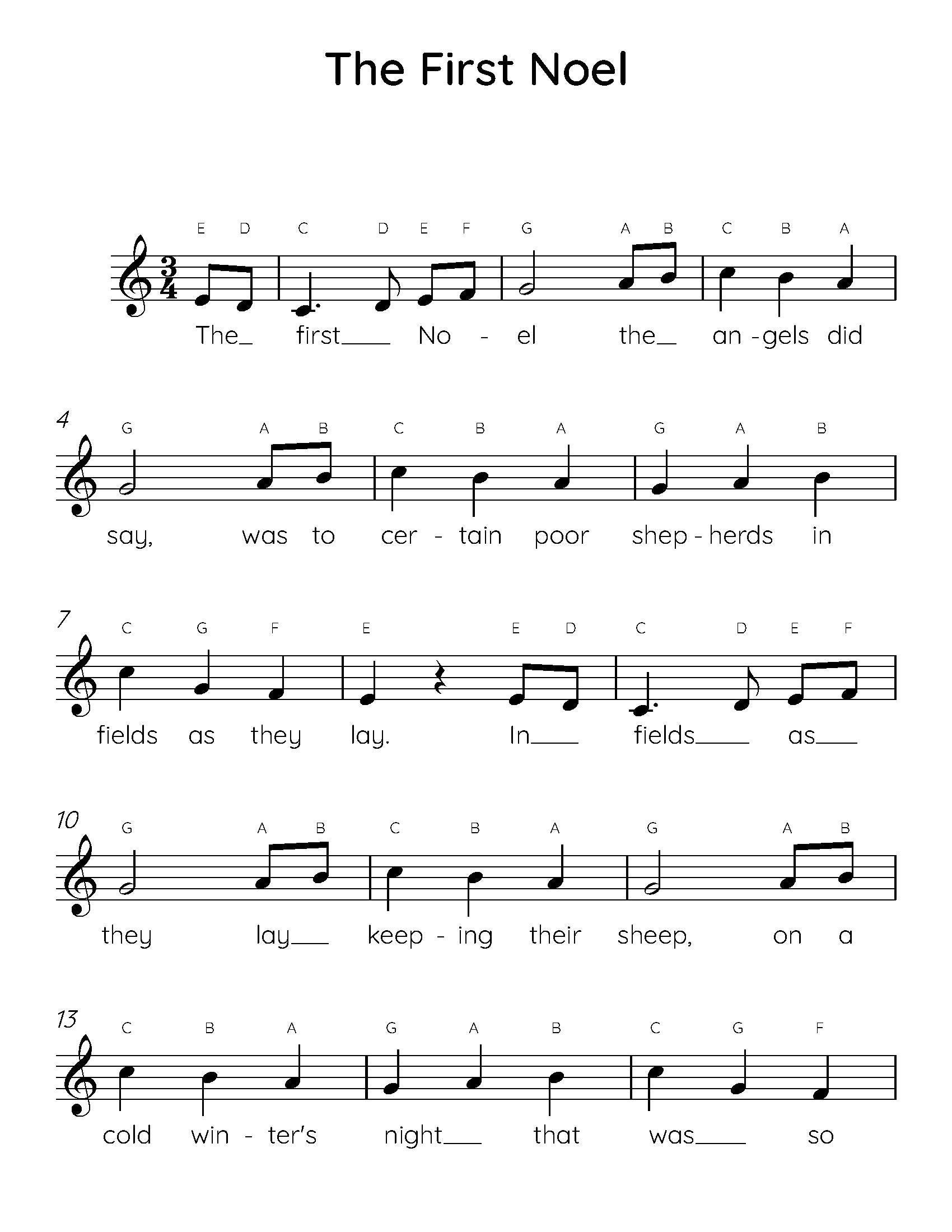 The First Noel Easy Piano Sheet Music, Kids Beginner Songs, Pdf inside First Letter Of Christmas Carols Worksheets
