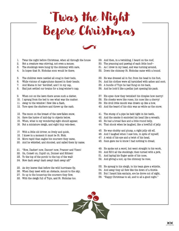 The Night Before Christmas Worksheets