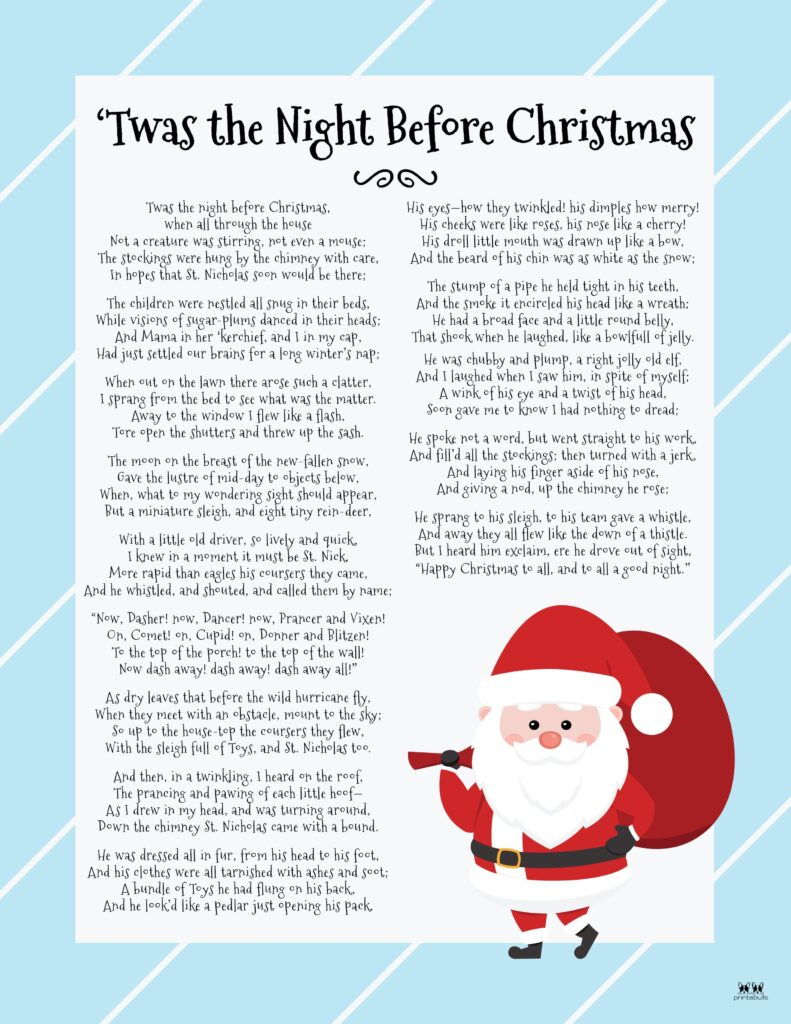 Twas The Night Before Christmas Printables | Printabulls throughout Twas The Night Before Christmas Worksheets