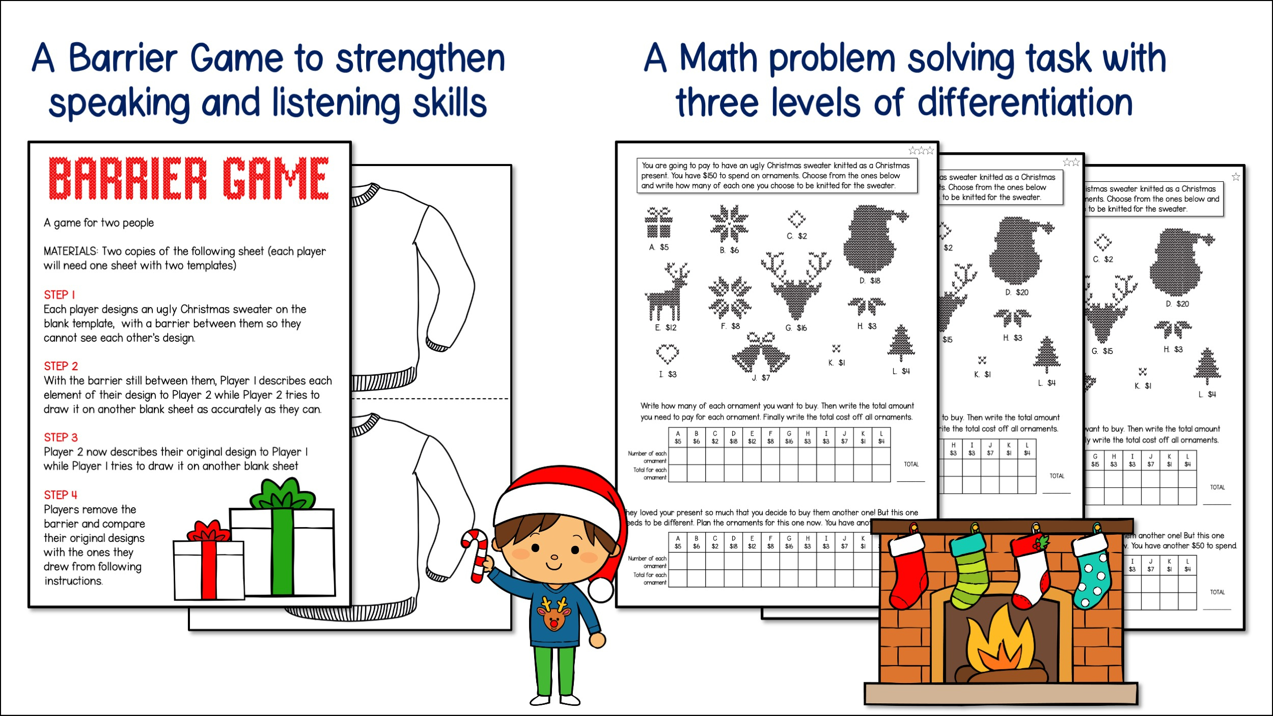 Ugly Christmas Sweater Design, Writing, Maths, Word Search &amp;amp; Colouring  Activities - Australian Teachers Marketplace intended for Ugly Christmas Sweater Math Worksheets Answers