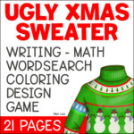 Ugly Christmas Sweater Design, Writing, Maths, Word Search & Colouring  Activities   Australian Teachers Marketplace Within Ugly Christmas Sweater Math Worksheets Answers