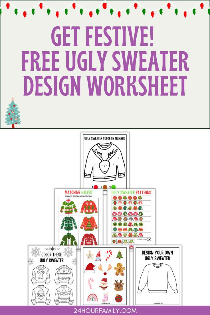 Ugly Sweater Worksheets (Free Printables) pertaining to Ugly Christmas Sweater Worksheets